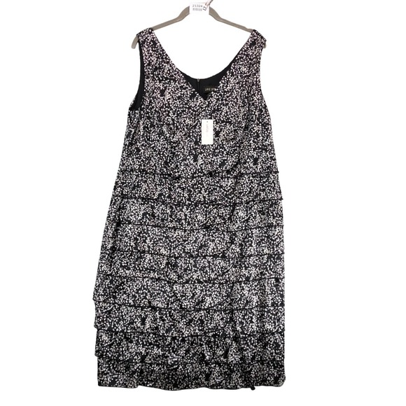 Lane Bryant Dresses & Skirts - NWT Lane Bryant Sheath Dress Plus Size 20 Black Abstract Ruffle Satin Sleeveless